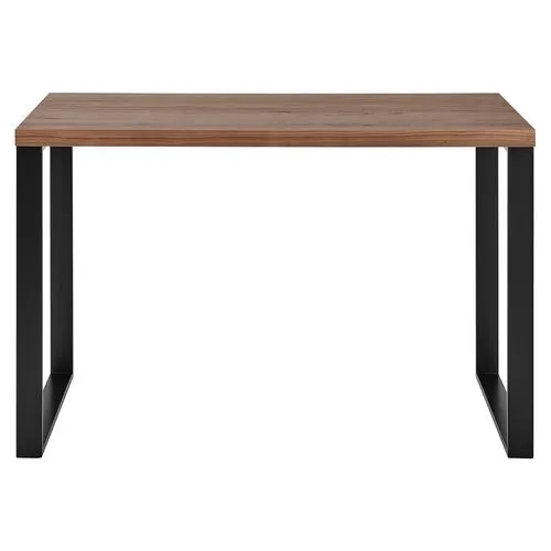 Rey Minimalist Desk - Walnut/Black - Brown