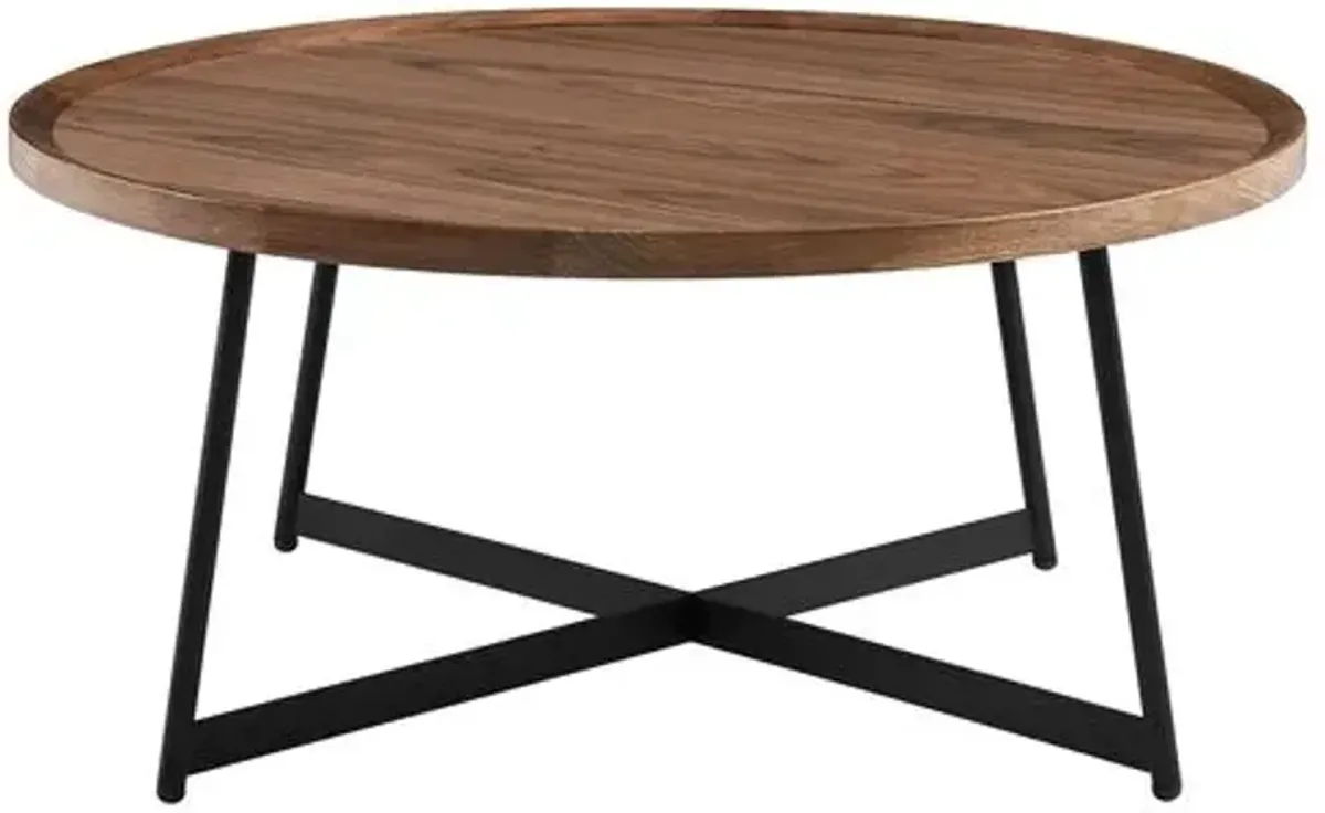 Rey 35" Round Coffee Table - Walnut - Brown