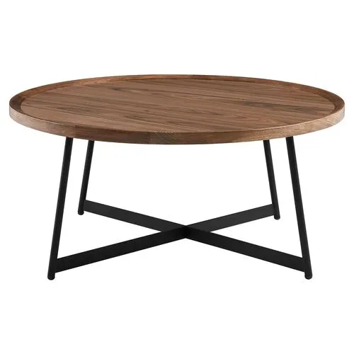 Rey 35" Round Coffee Table - Walnut - Brown