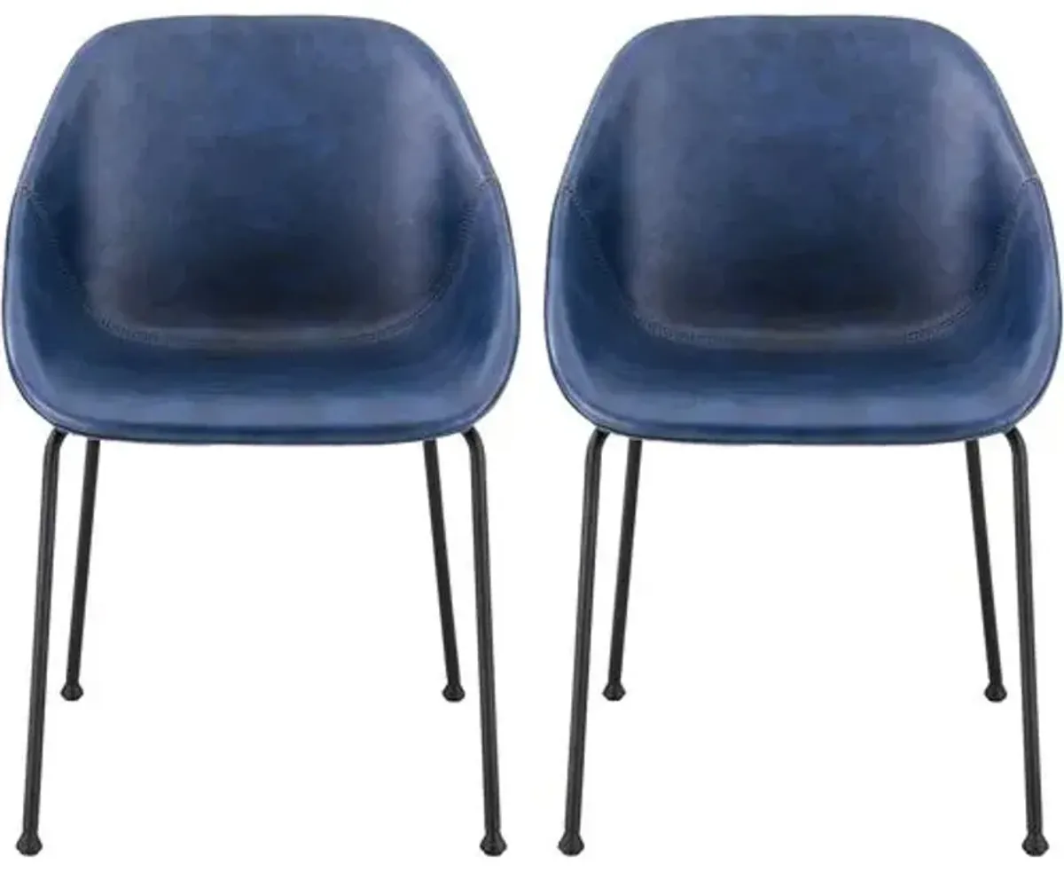 Set of 2 Ryan Side Chairs - Dark Blue