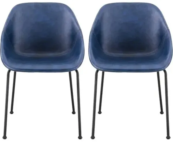 Set of 2 Ryan Side Chairs - Dark Blue
