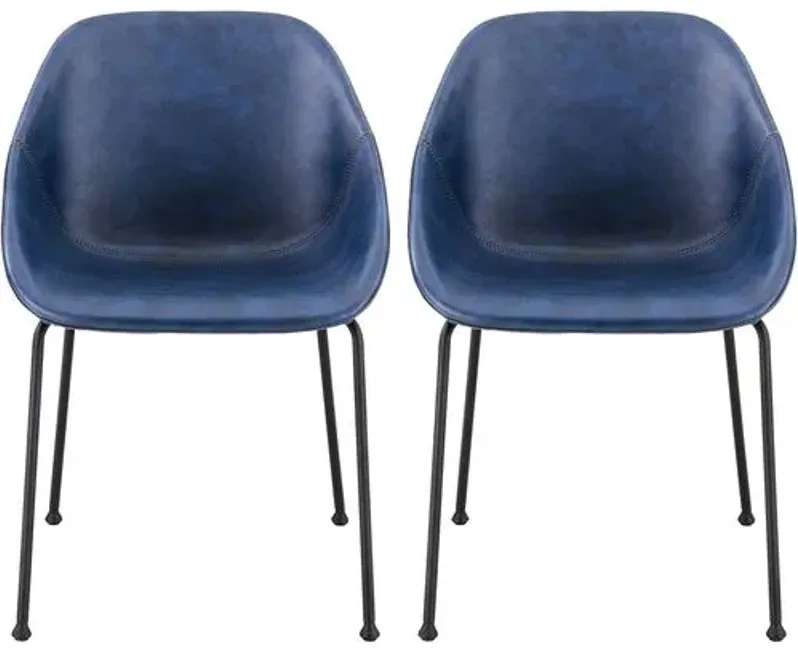 Set of 2 Ryan Side Chairs - Dark Blue