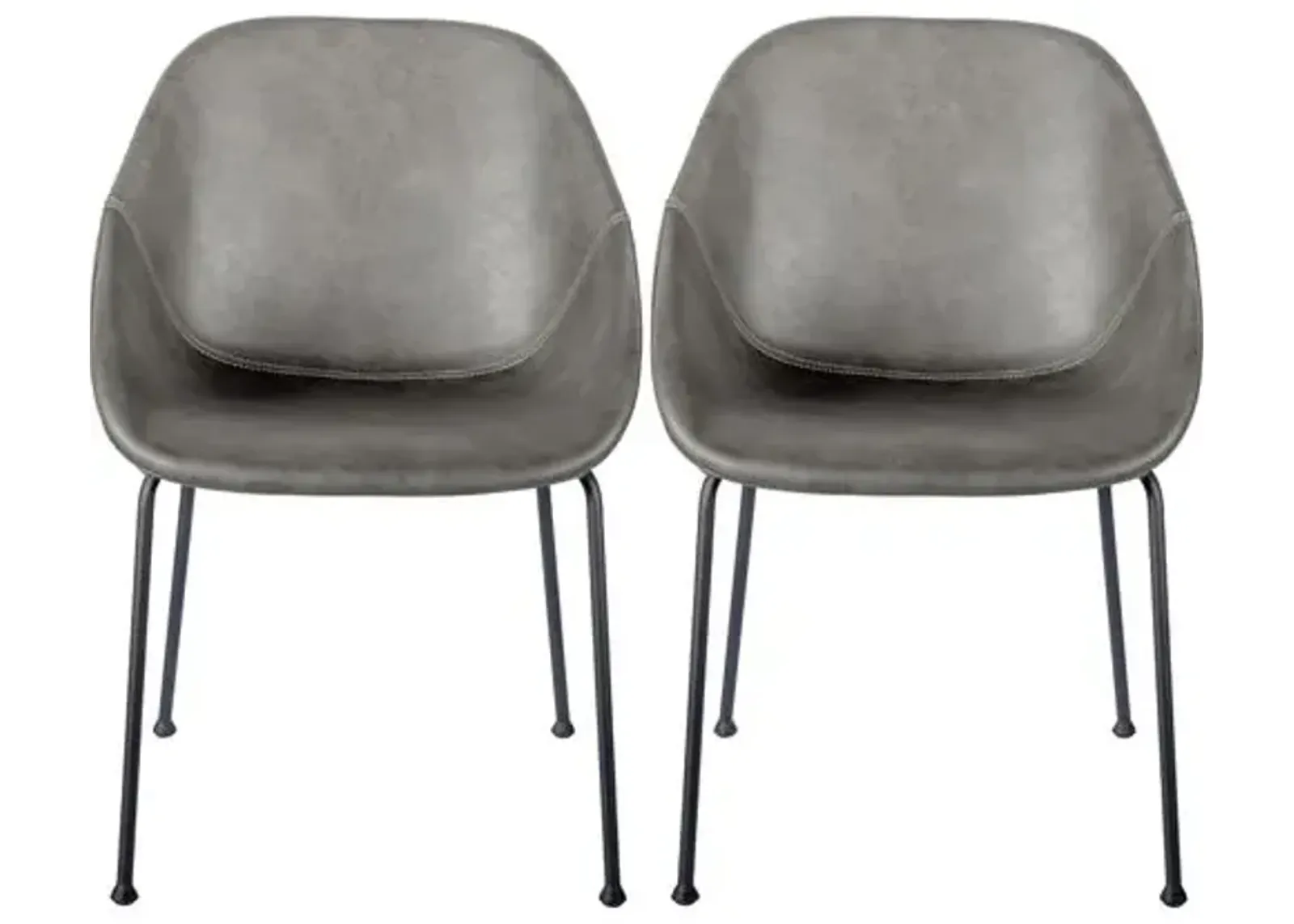 Set of 2 Ryan Side Chairs - Dark Grey - Black