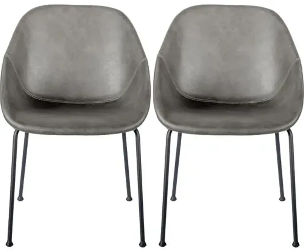 Set of 2 Ryan Side Chairs - Dark Grey - Black