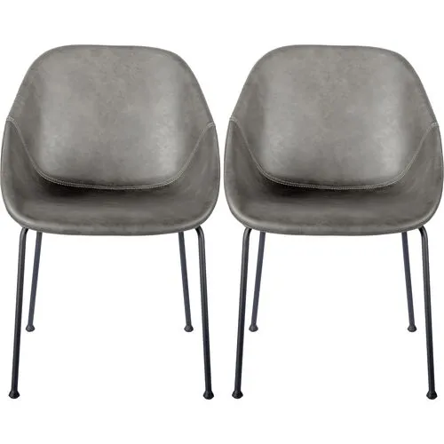 Set of 2 Ryan Side Chairs - Dark Grey - Black