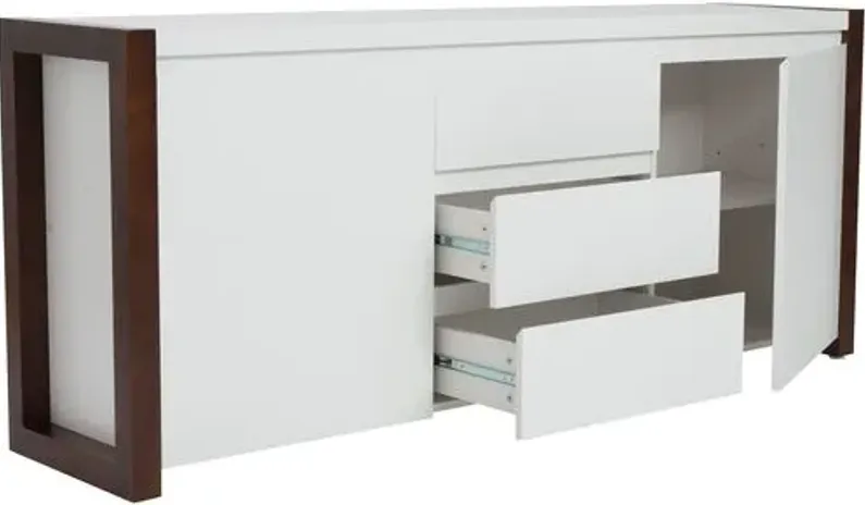 Lewis Sideboard - Matte White/Walnut