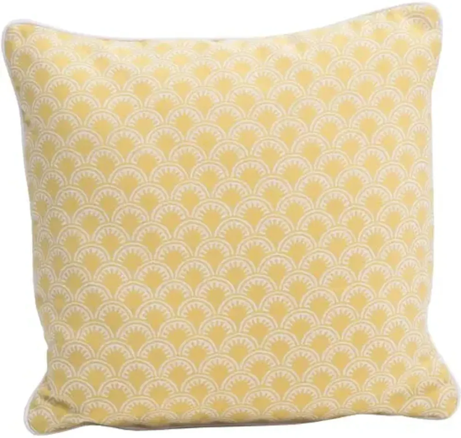 Scallop Outdoor Pillow - Yellow/White