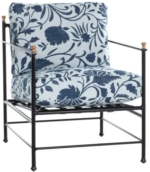 Frances Outdoor Lounge Chair - Indigo Dolce Floral - Blue