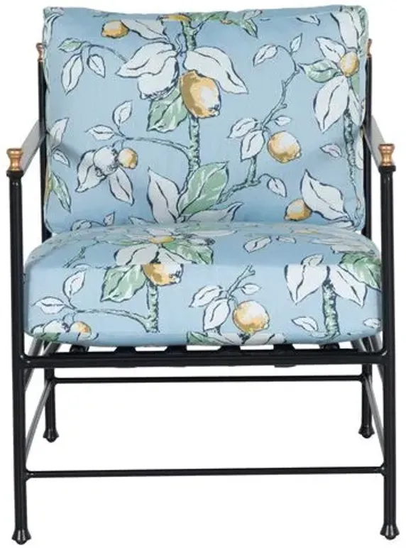 Frances Outdoor Lounge Chair - Lemons - Blue