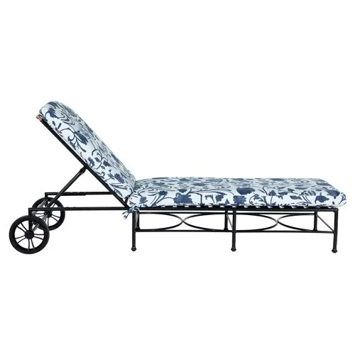Frances Outdoor Chaise - Indigo Dolce Floral - Black - Comfortable, Sturdy, Stylish
