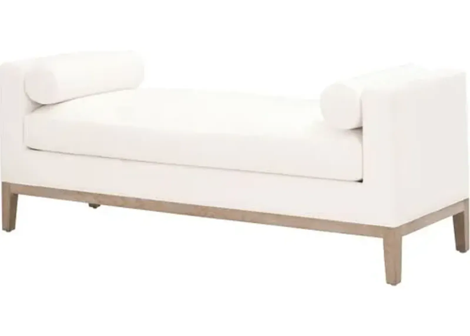 Ryan Plinth-Base Upholstered Bench - Pearl Performance - White