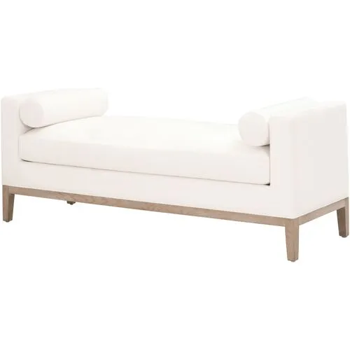 Ryan Plinth-Base Upholstered Bench - Pearl Performance - White