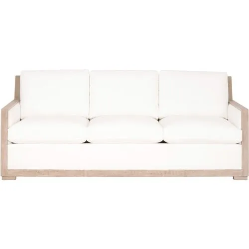 Milly 85" Wood-Trim Sofa - Pearl Performance