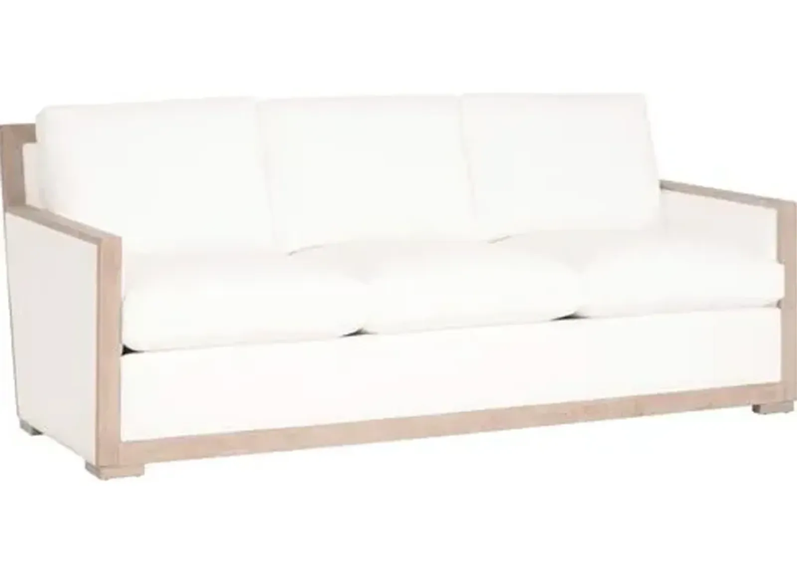 Milly 85" Wood-Trim Sofa - Pearl Performance