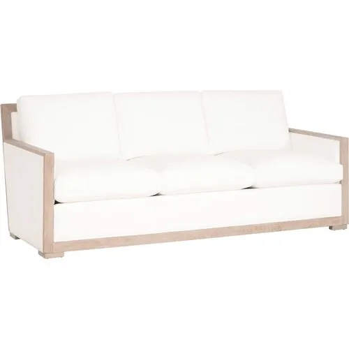 Milly 85" Wood-Trim Sofa - Pearl Performance