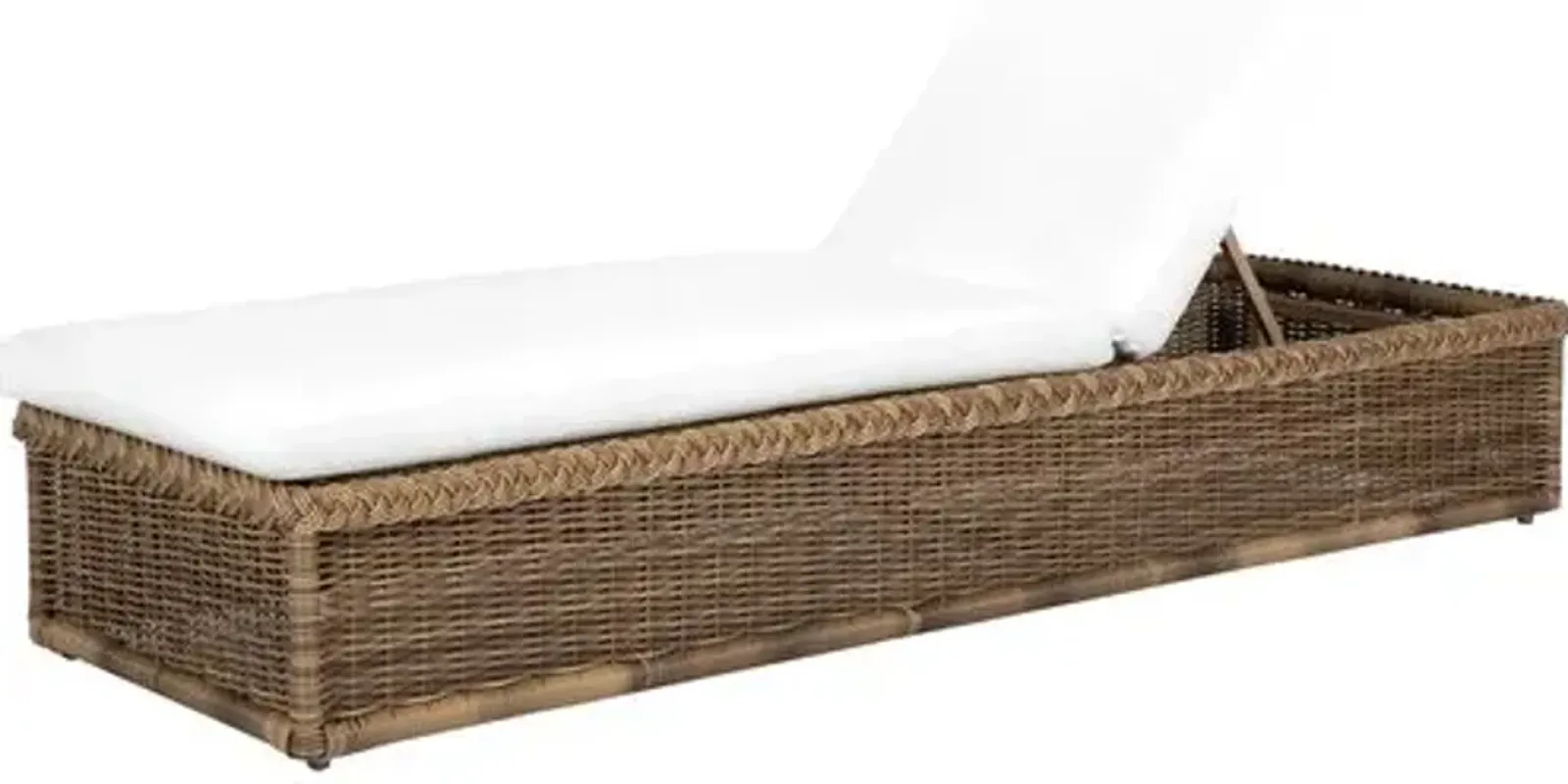 Emilia Raffia Outdoor Chaise - White - Comfortable, Sturdy, Stylish