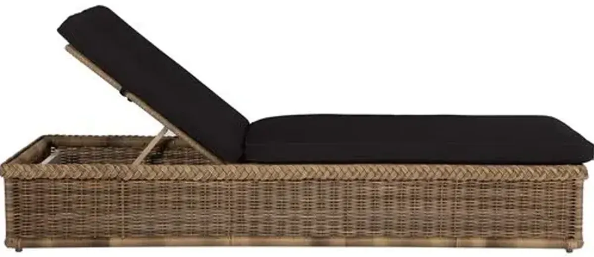 Emilia Raffia Outdoor Chaise - Black - Comfortable, Sturdy, Stylish