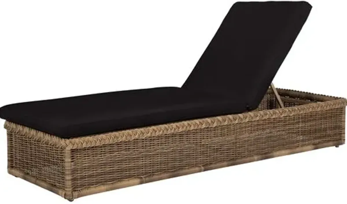 Emilia Raffia Outdoor Chaise - Black - Comfortable, Sturdy, Stylish