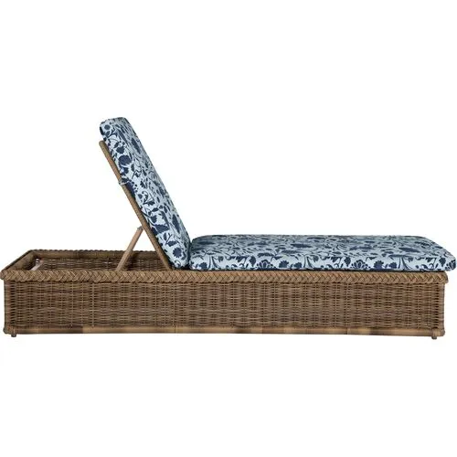 Emilia Raffia Outdoor Chaise - Indigo Dolce Floral - Blue - Comfortable, Sturdy, Stylish