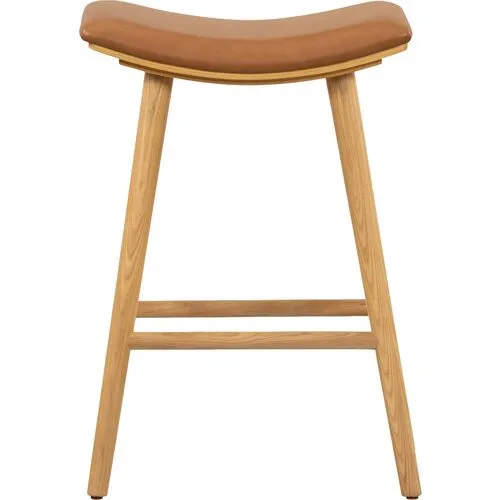 Hue Leather Counter Stool - Natural/Butterscotch