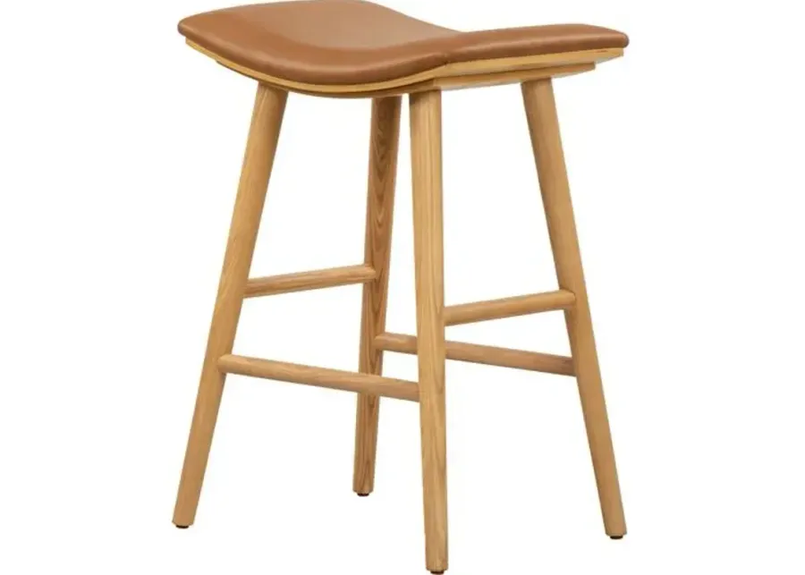 Hue Leather Counter Stool - Natural/Butterscotch