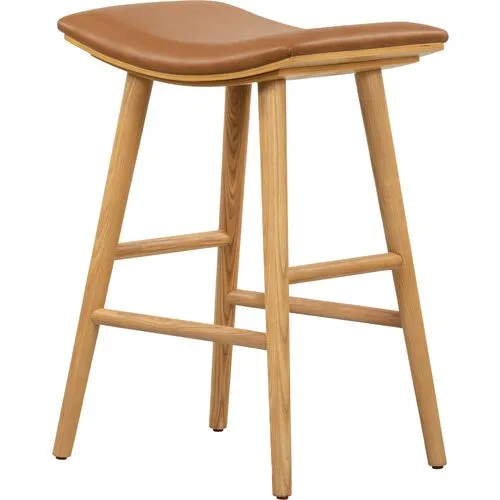 Hue Leather Counter Stool - Natural/Butterscotch