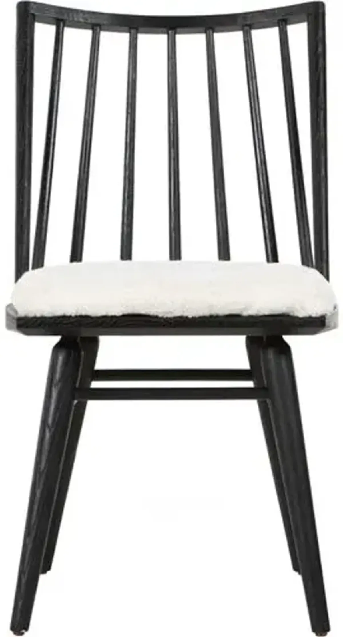 Brody Windsor Dining Chair - Black/Sheepskin - White