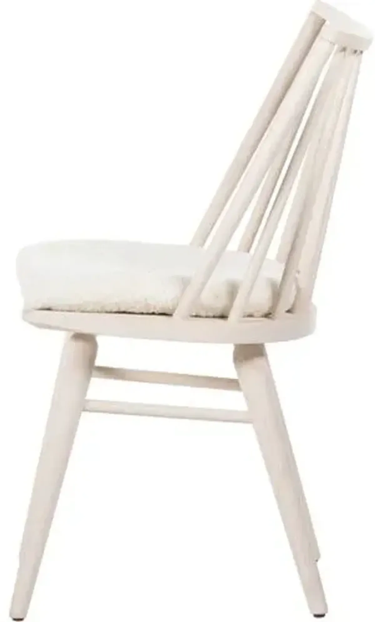 Brody Windsor Dining Chair - Ivory/Sheepskin - White