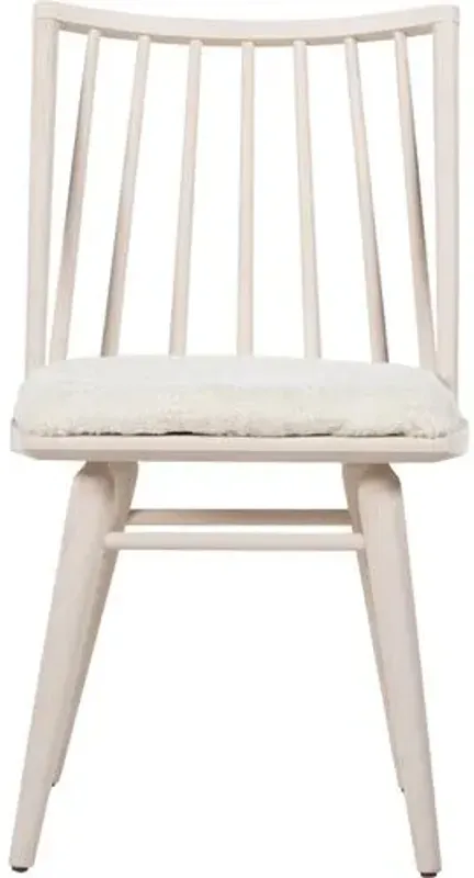 Brody Windsor Dining Chair - Ivory/Sheepskin - White