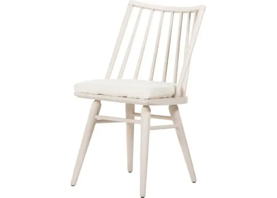 Brody Windsor Dining Chair - Ivory/Sheepskin - White