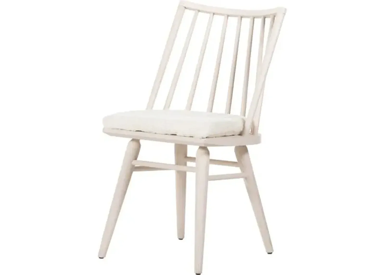 Brody Windsor Dining Chair - Ivory/Sheepskin - White