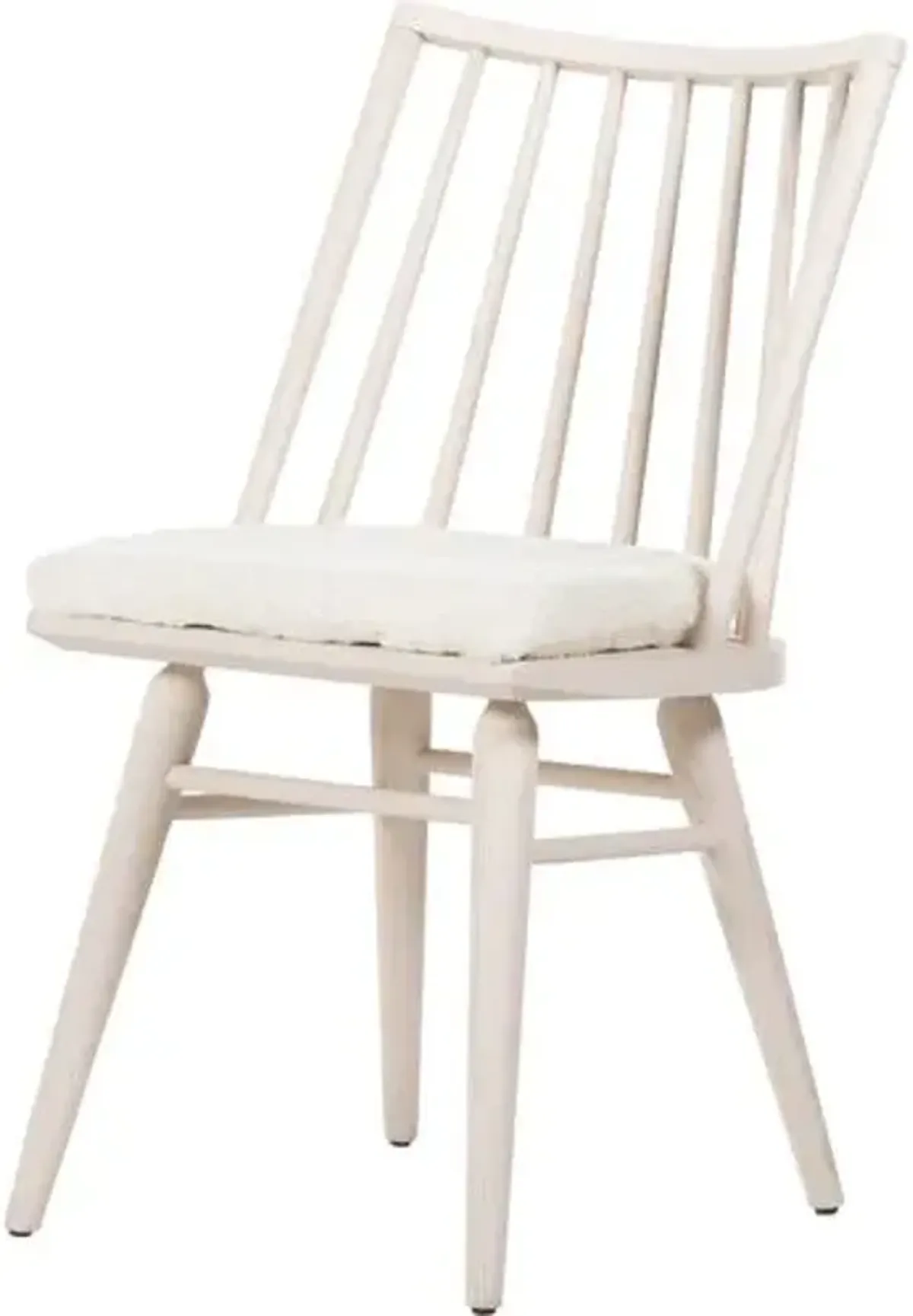 Brody Windsor Dining Chair - Ivory/Sheepskin - White