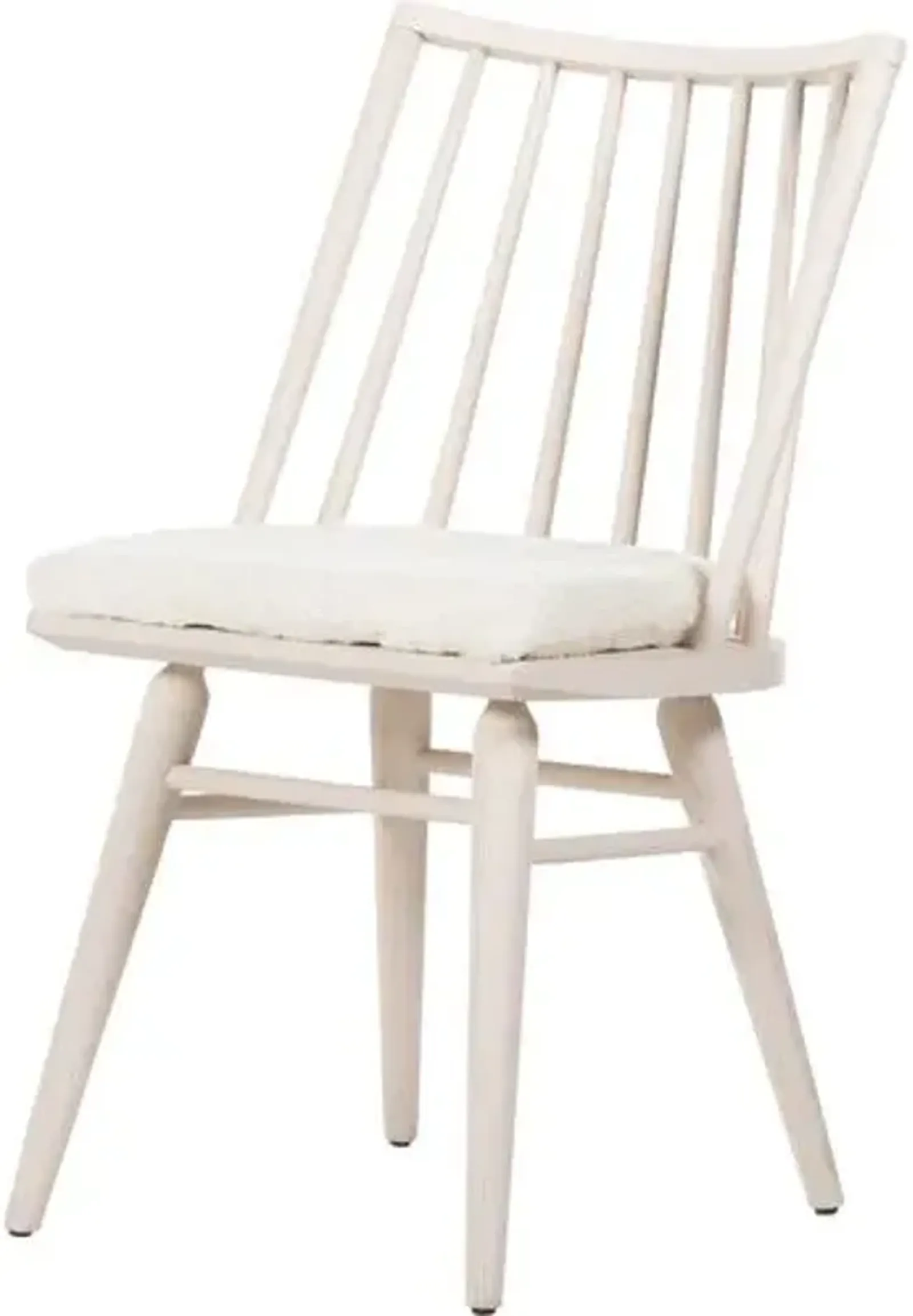 Brody Windsor Dining Chair - Ivory/Sheepskin - White