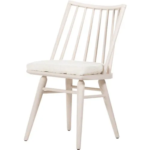 Brody Windsor Dining Chair - Ivory/Sheepskin - White