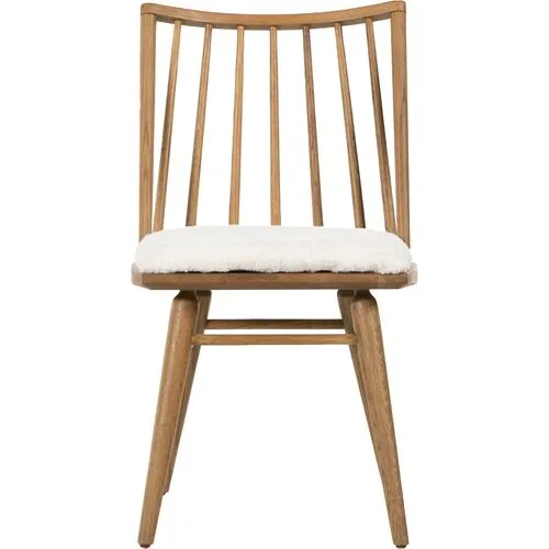 Brody Windsor Dining Chair - Natural/Sheepskin - White