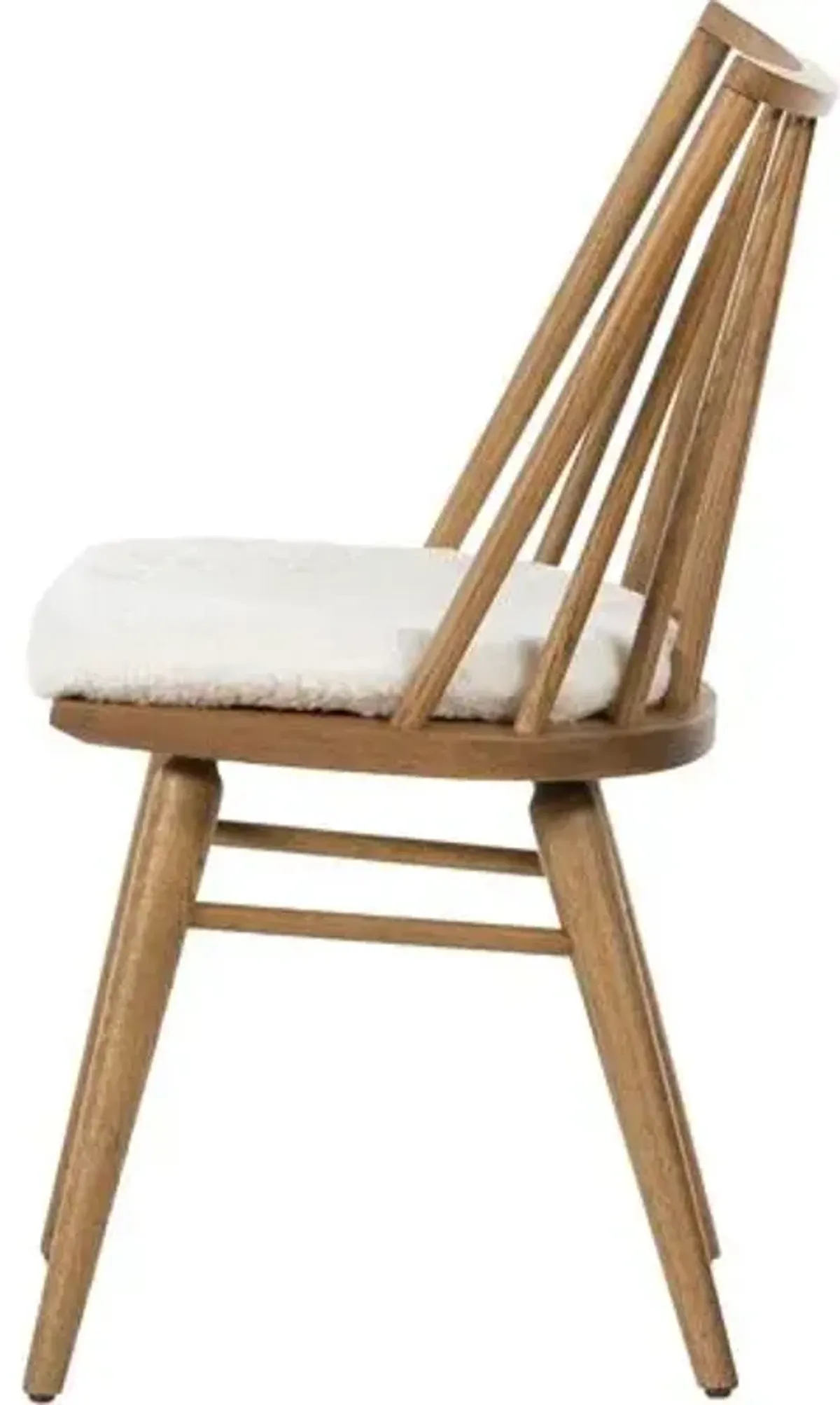 Brody Windsor Dining Chair - Natural/Sheepskin - White