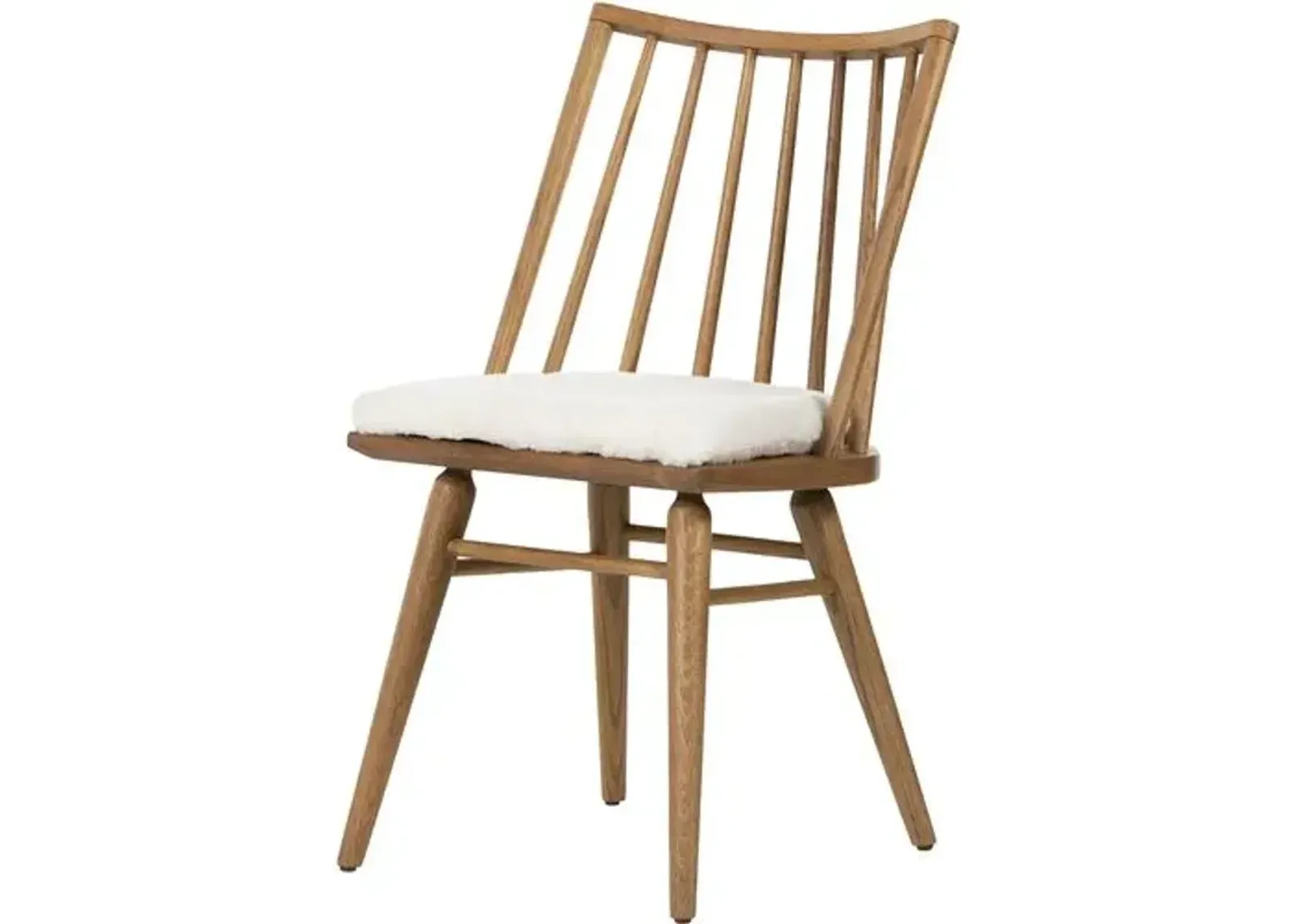 Brody Windsor Dining Chair - Natural/Sheepskin - White