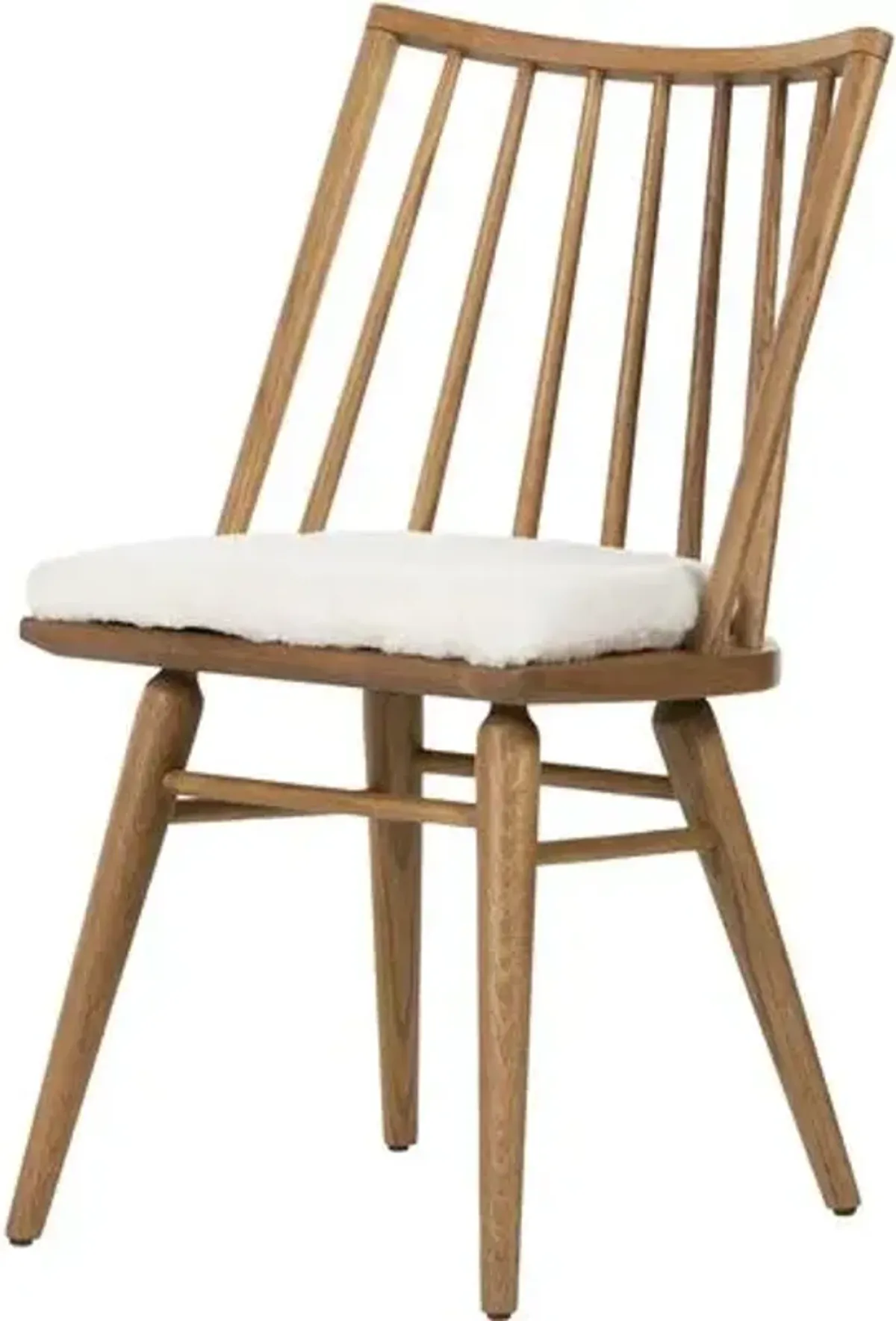 Brody Windsor Dining Chair - Natural/Sheepskin - White