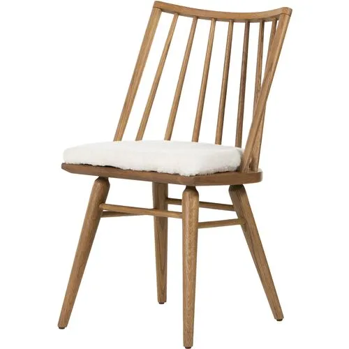 Brody Windsor Dining Chair - Natural/Sheepskin - White