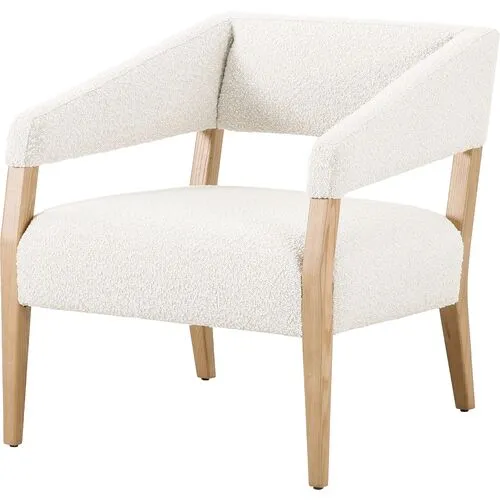 Lion Accent Chair - Natural/Boucle Performance - White, Comfortable, Durable