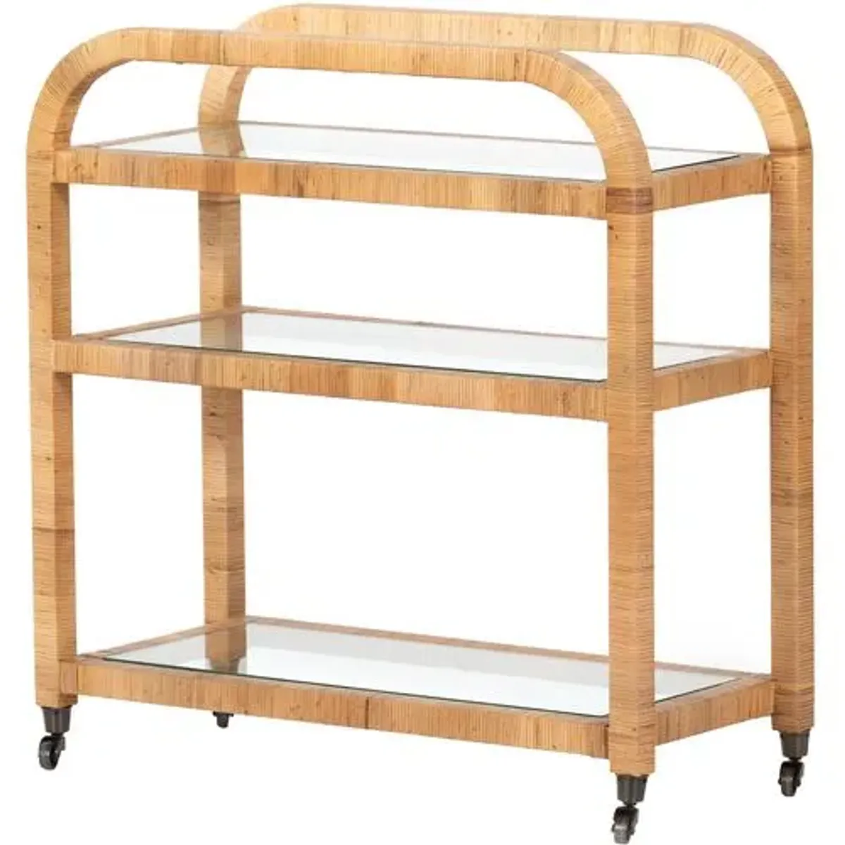 Martha Rattan Bar Cart - Light Honey - Clear