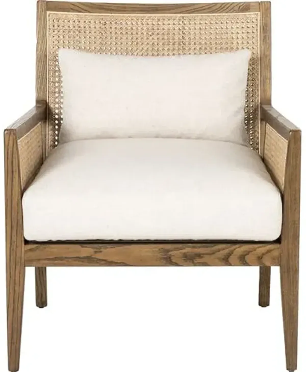 Aimee Cane Lounge Chair - Natural/Flax - White