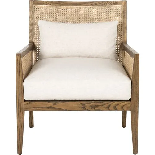 Aimee Cane Lounge Chair - Natural/Flax - White