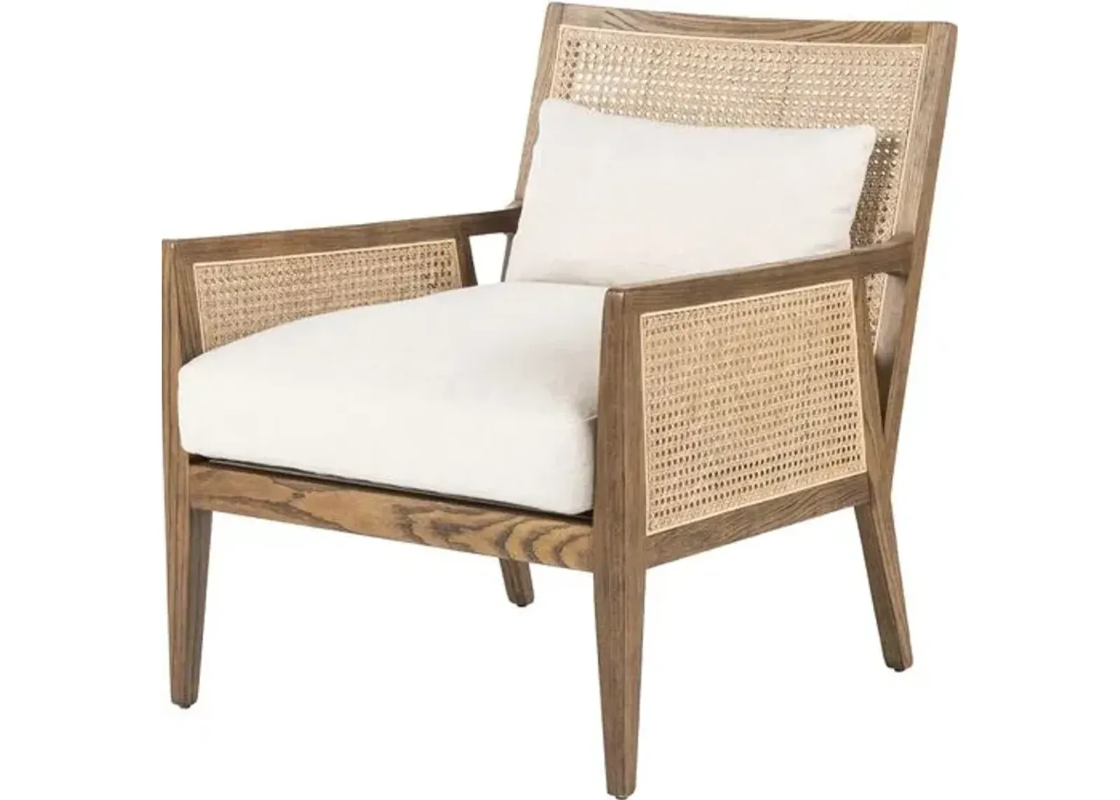 Aimee Cane Lounge Chair - Natural/Flax - White