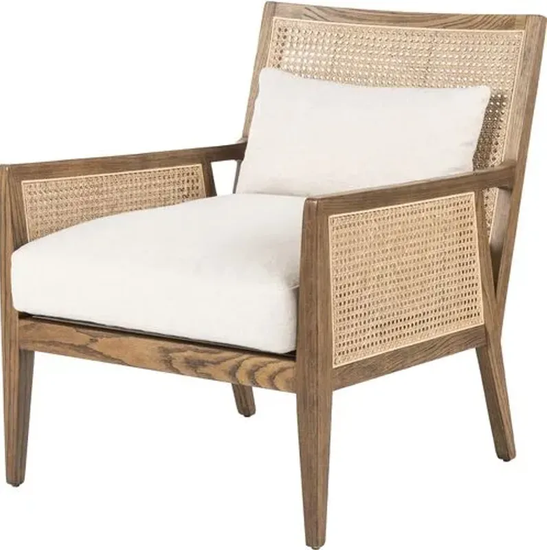 Aimee Cane Lounge Chair - Natural/Flax - White