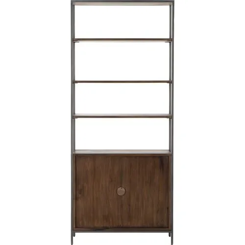 Drew 83" Tall Bookshelf - Iron/Auburn - Brown