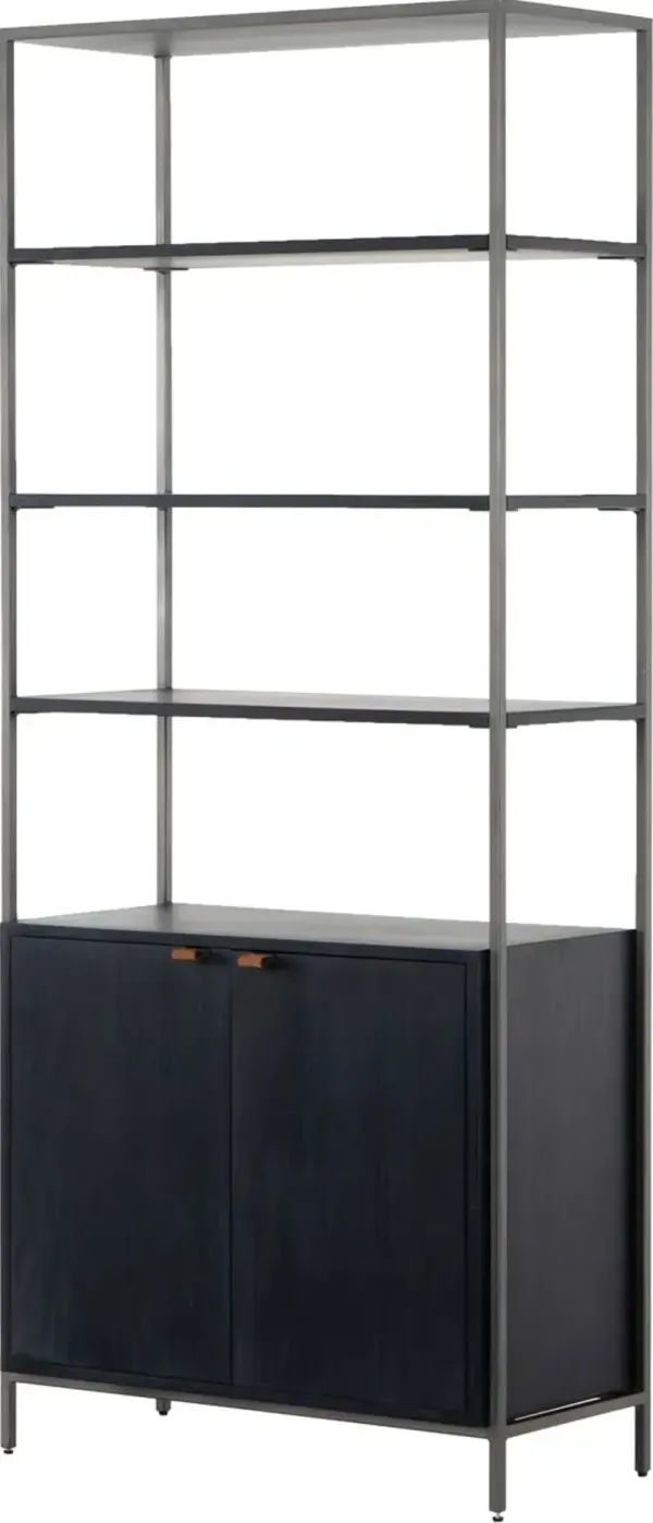 Justina 83" Tall Bookshelf, Iron/Black Wash