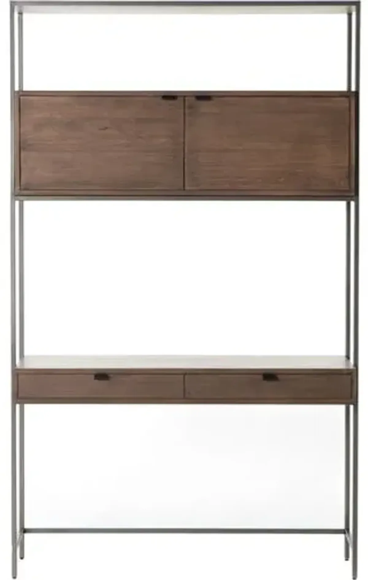 Drew Modular Wall Desk - Iron/Auburn - Brown