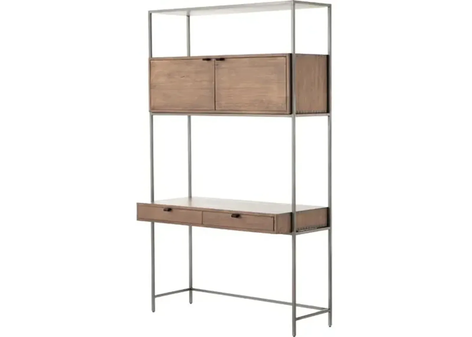 Drew Modular Wall Desk - Iron/Auburn - Brown