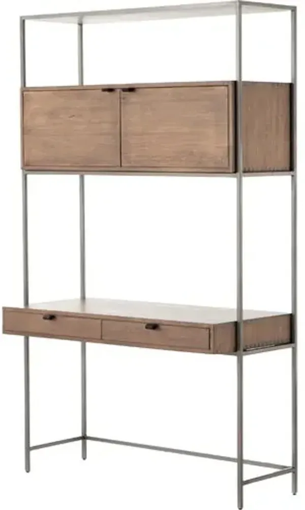 Justina Modular Wall Desk - Iron/Auburn - Brown